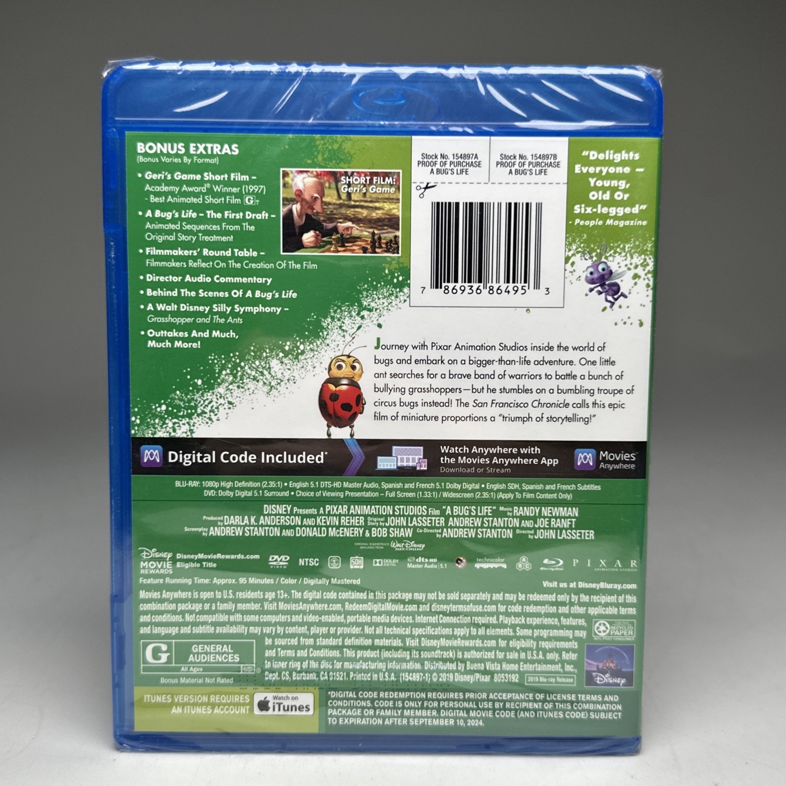 A Bug’s Life (Blu-ray & DVD, 1998) Disney Pixar New Sealed