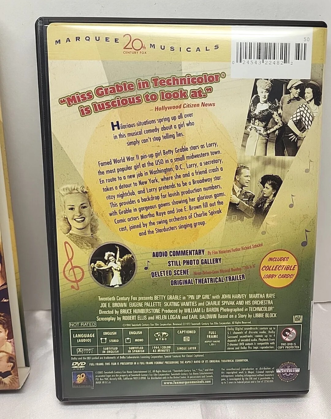 Pinup Girl DVD, 2006 Not Rated Collectible Lobby Cards Betty Grable
