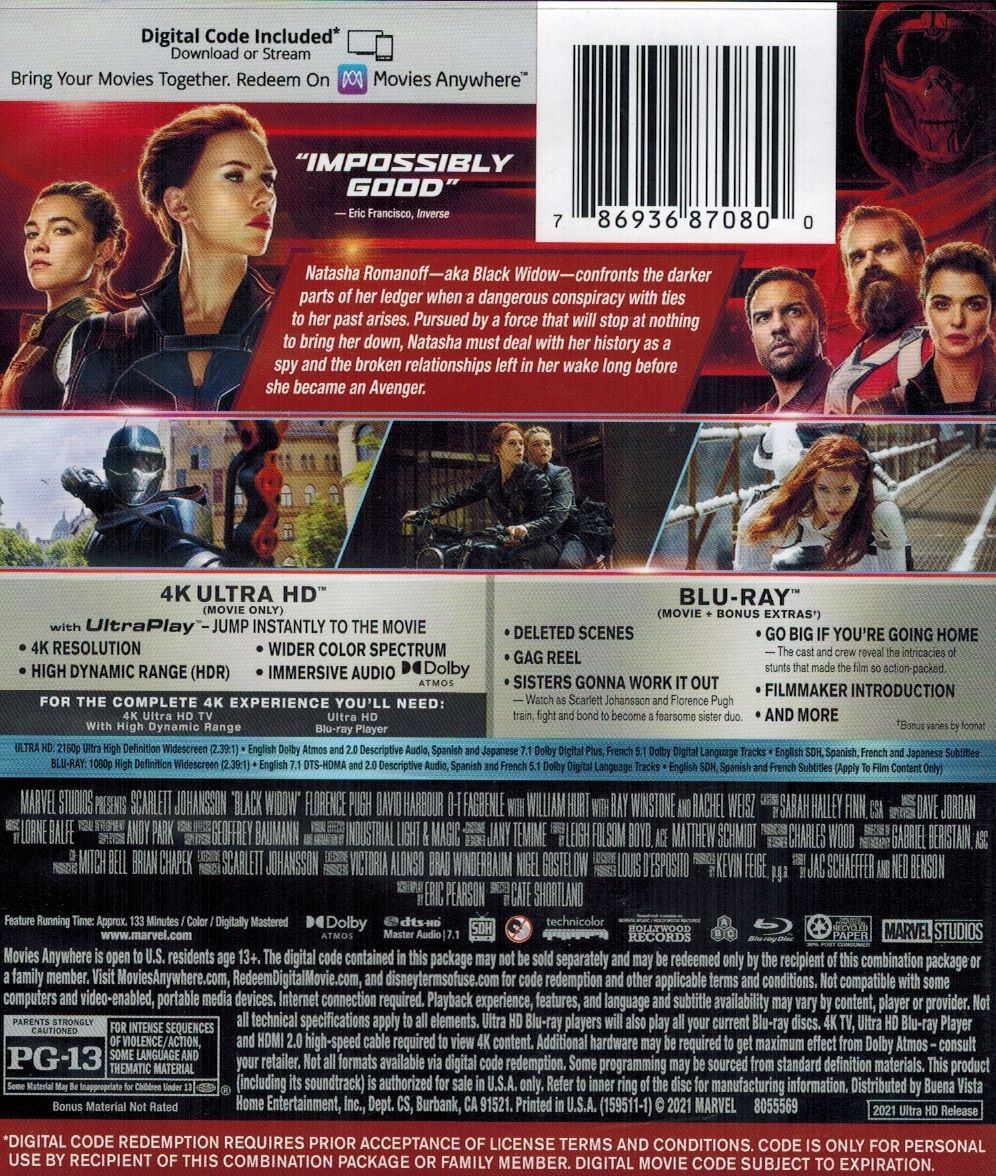 Black Widow (4K / Blu-ray + Digital) New