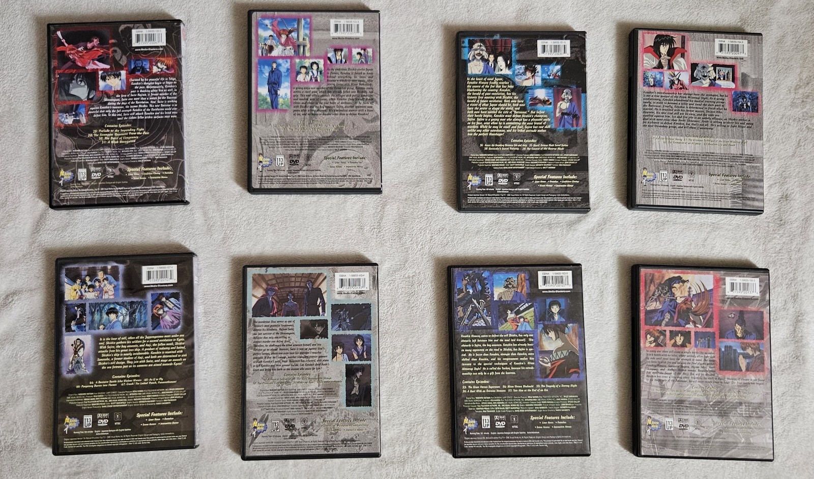 Rurouni Kenshin 12 DVD Set Episodes 1-12, 28-62, & 67-70 See Description
