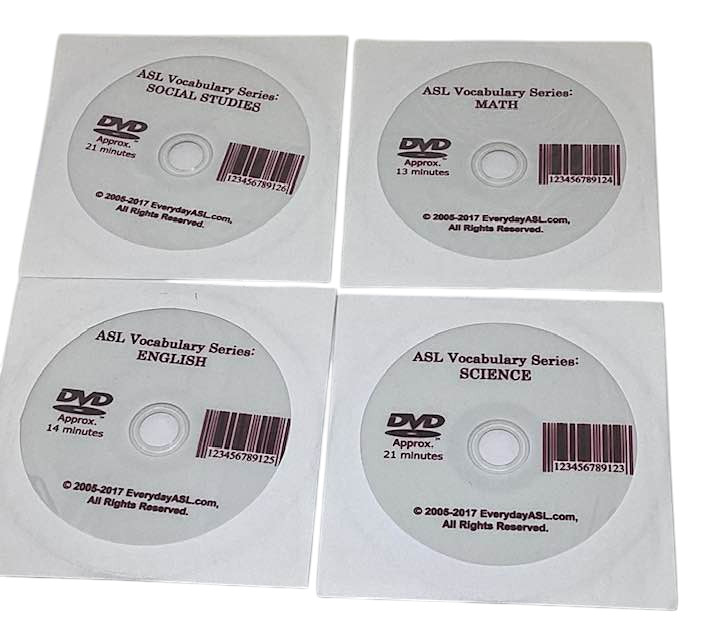 Deaf ASL American Sign Language Vocabulary English Science Math SS DVD Lot 4