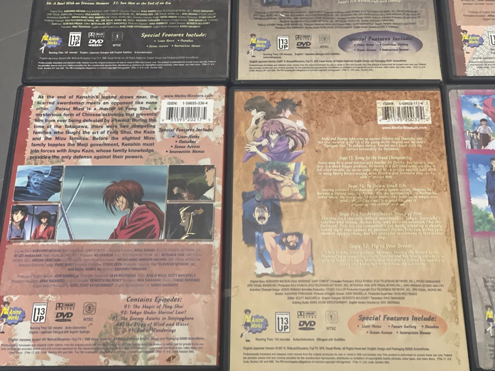 Lot of 18 Rurouni Kenshin Tales of the Meiji DVDs Video Lot Season 3 Volumes