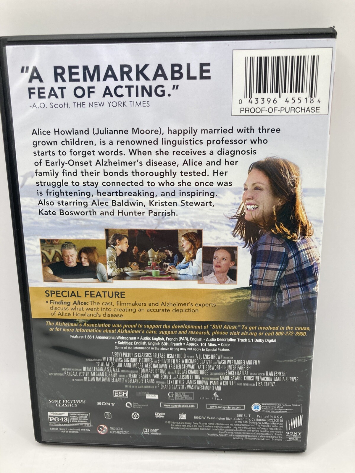 2014 Still Alice DVD Julianne Moore 101 Min