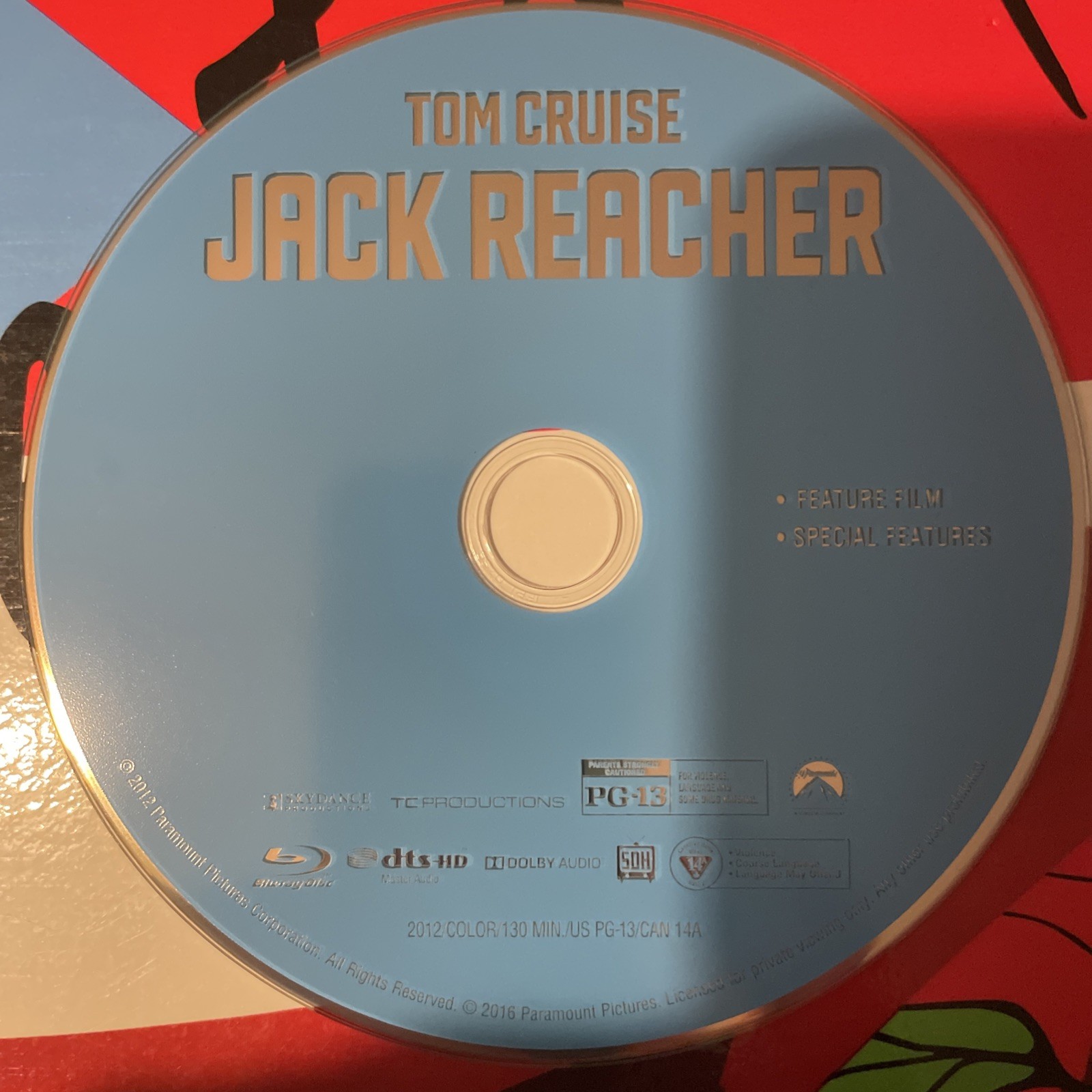 Jack Reacher (Blu-ray, 2012) DISC ONLY – No Tracking – See Description