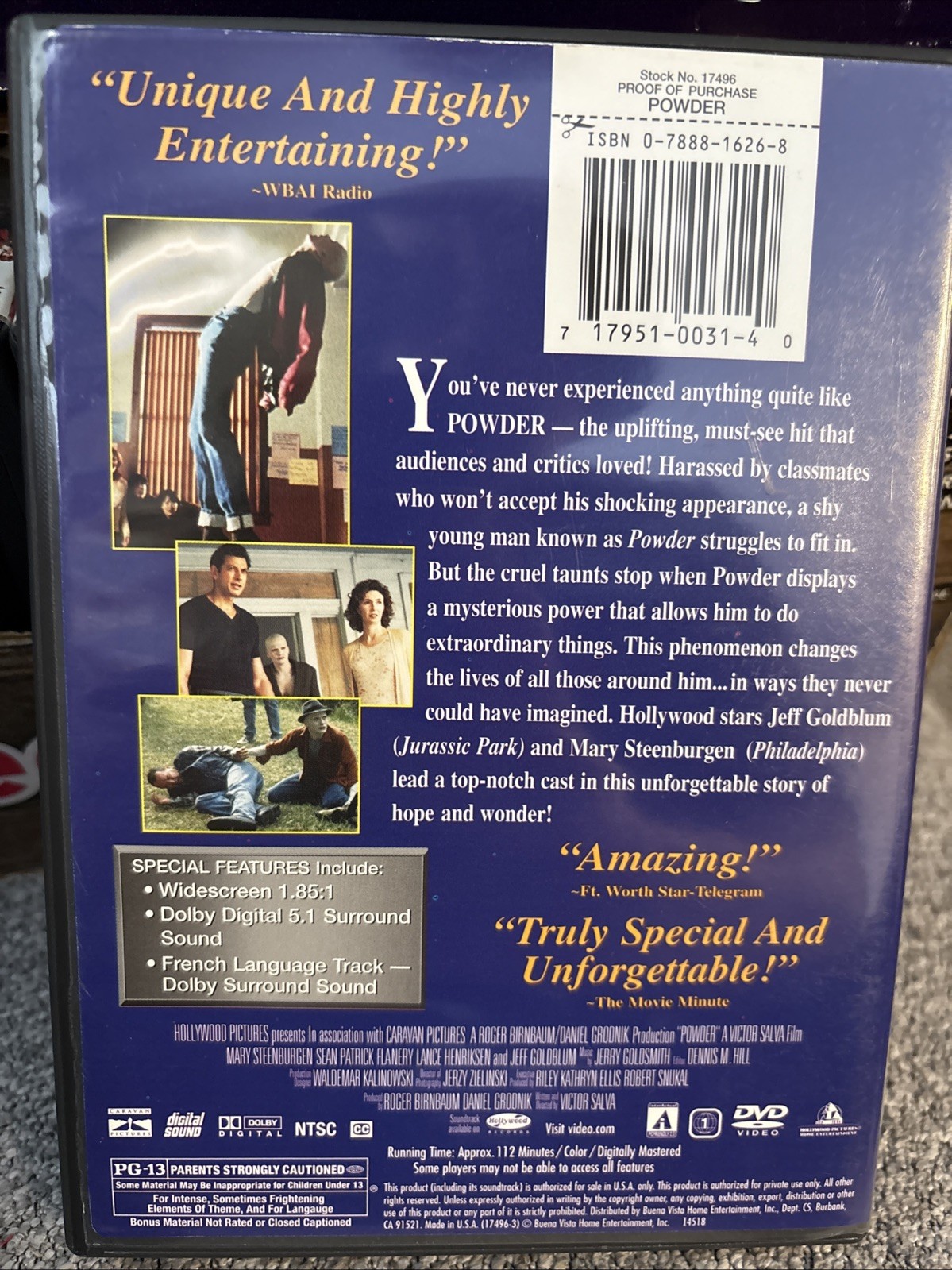 Powder (DVD, 1995) Rare