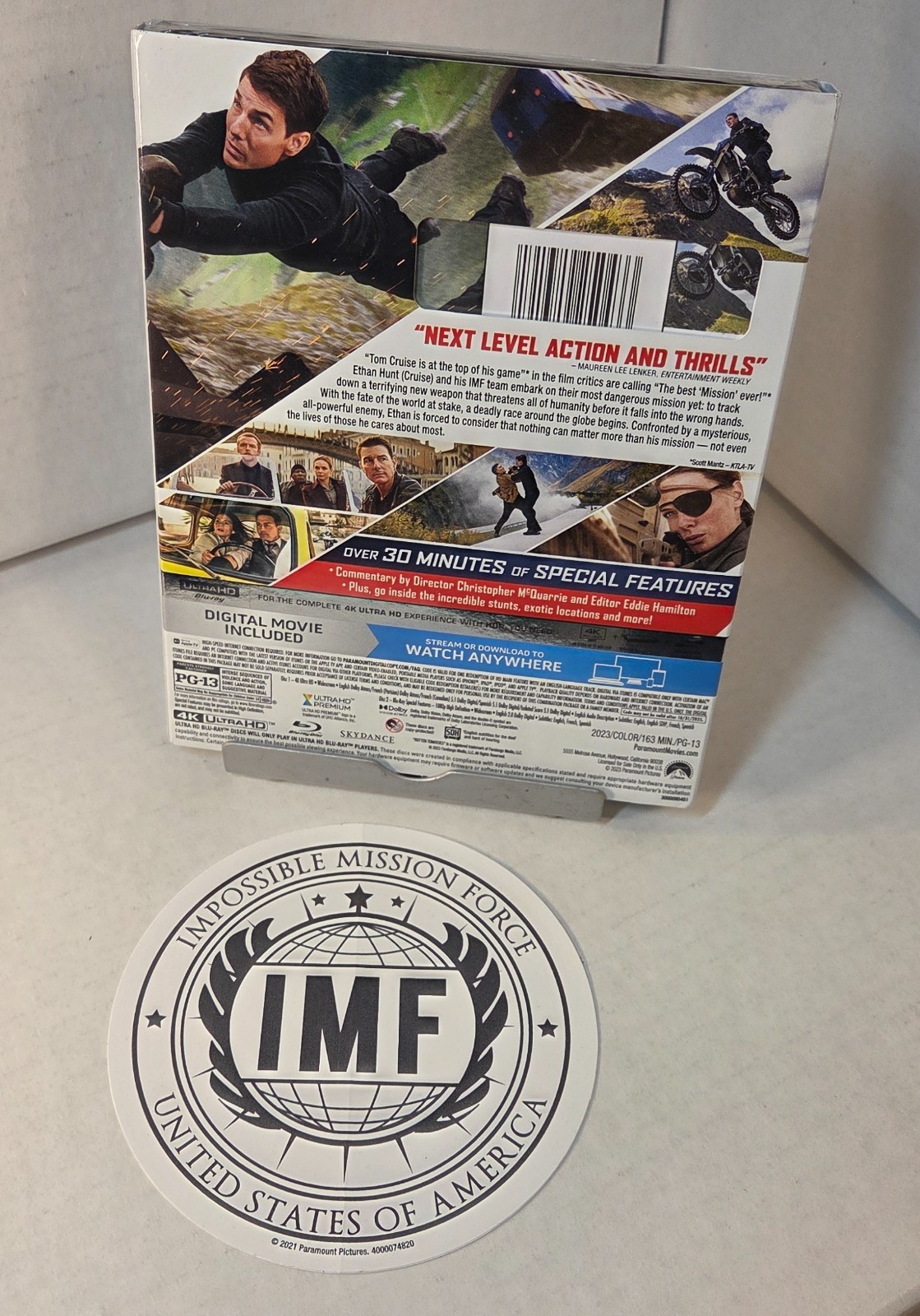 Mission Impossible Dead Reckoning (4K) SLIPCOVER + IMF Sticker-NEW-Box Shipping