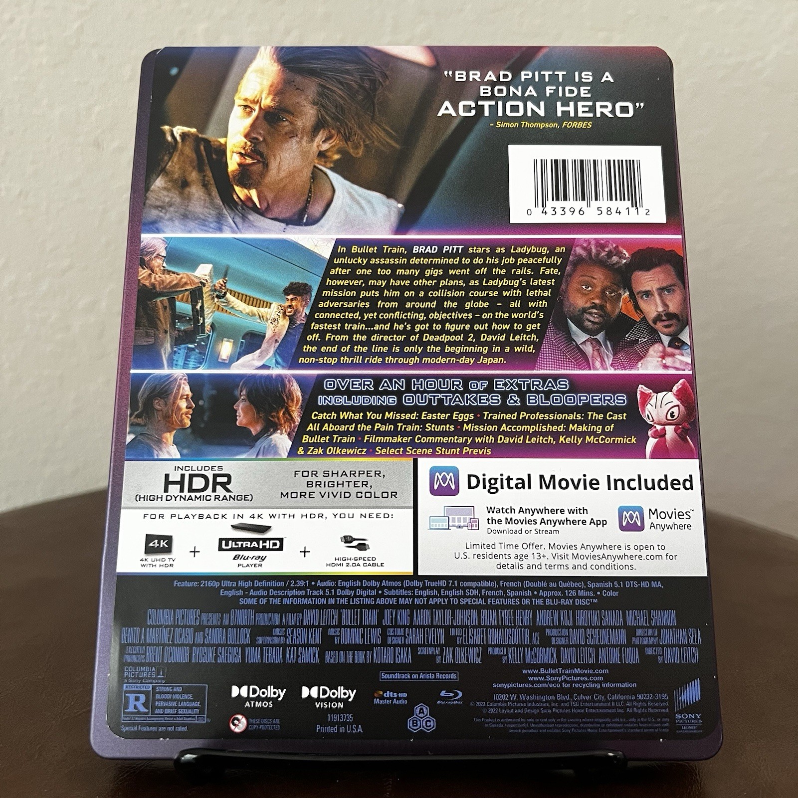 Bullet Train 4K UHD + Blu-ray Steelbook Brad Pitt Action Like New w/J-card