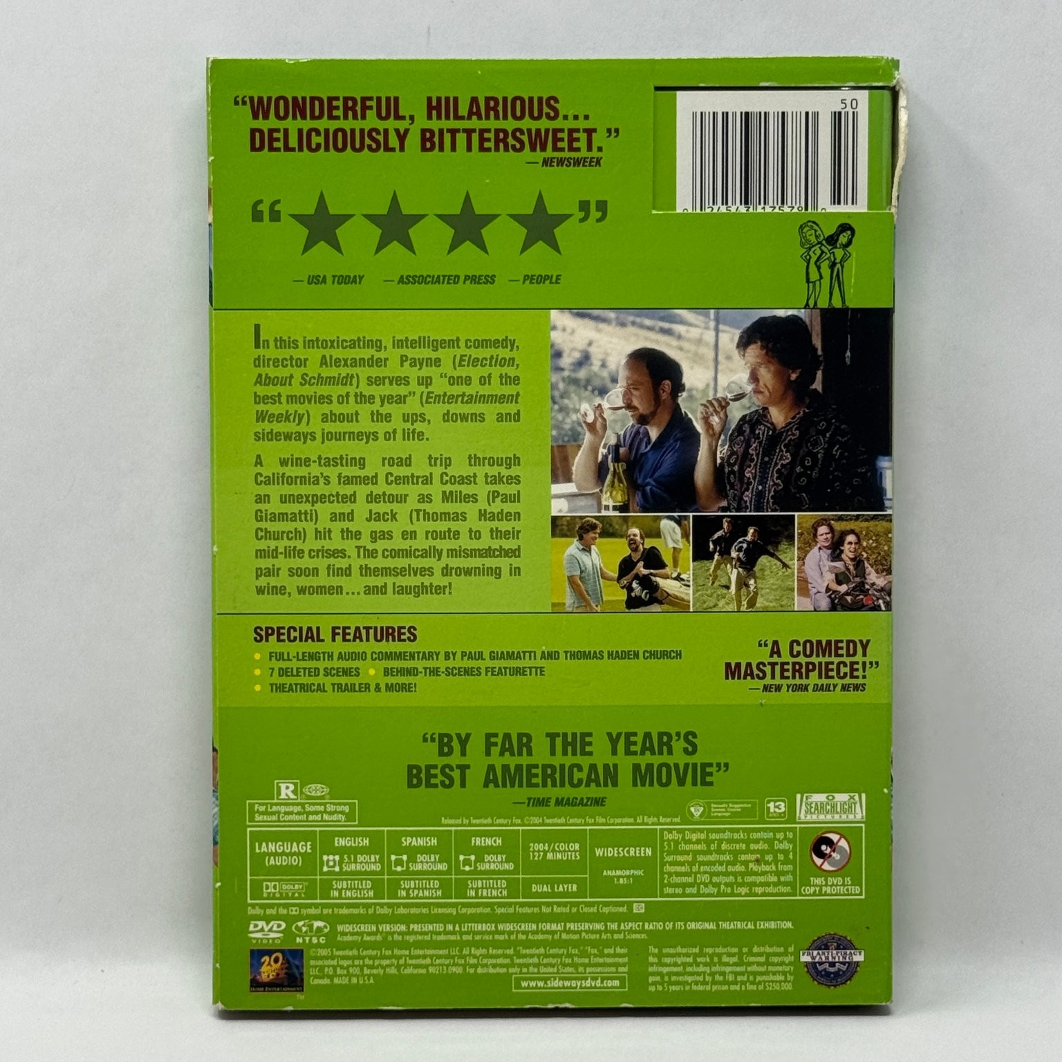 Sideways DVD 2004 Widescreen Edition Paul Giamatti Alexander Payne