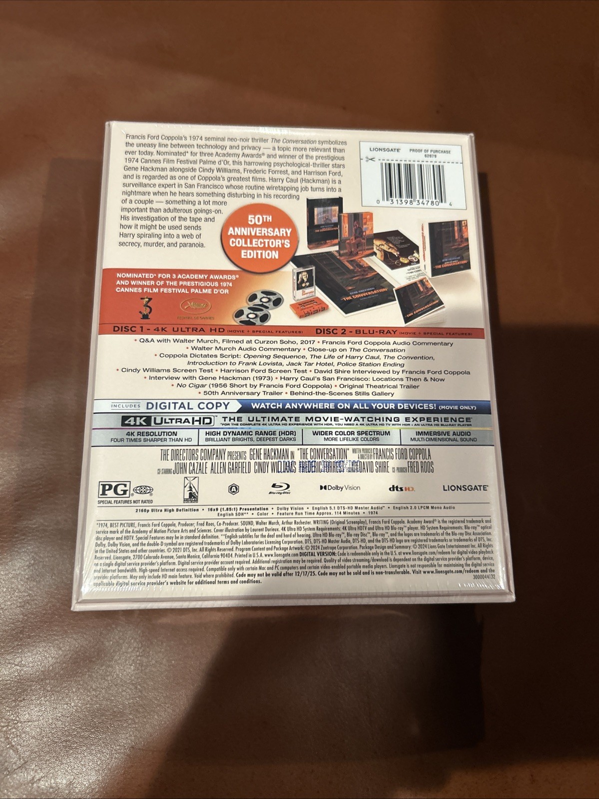 The Conversation 50th Anniversary Edition 4K UHD Steelbook Liosngate New Sealed