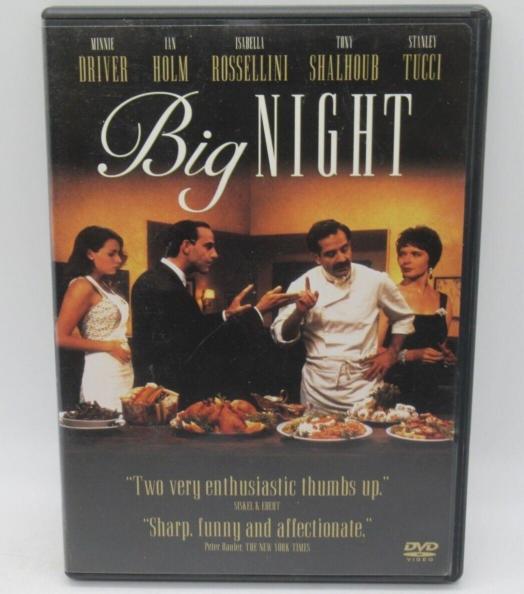 BIG NIGHT DVD MOVIE, MINNIE DRIVER, IAN HOLM, ISABELLA ROSSELLINI, TONY S.