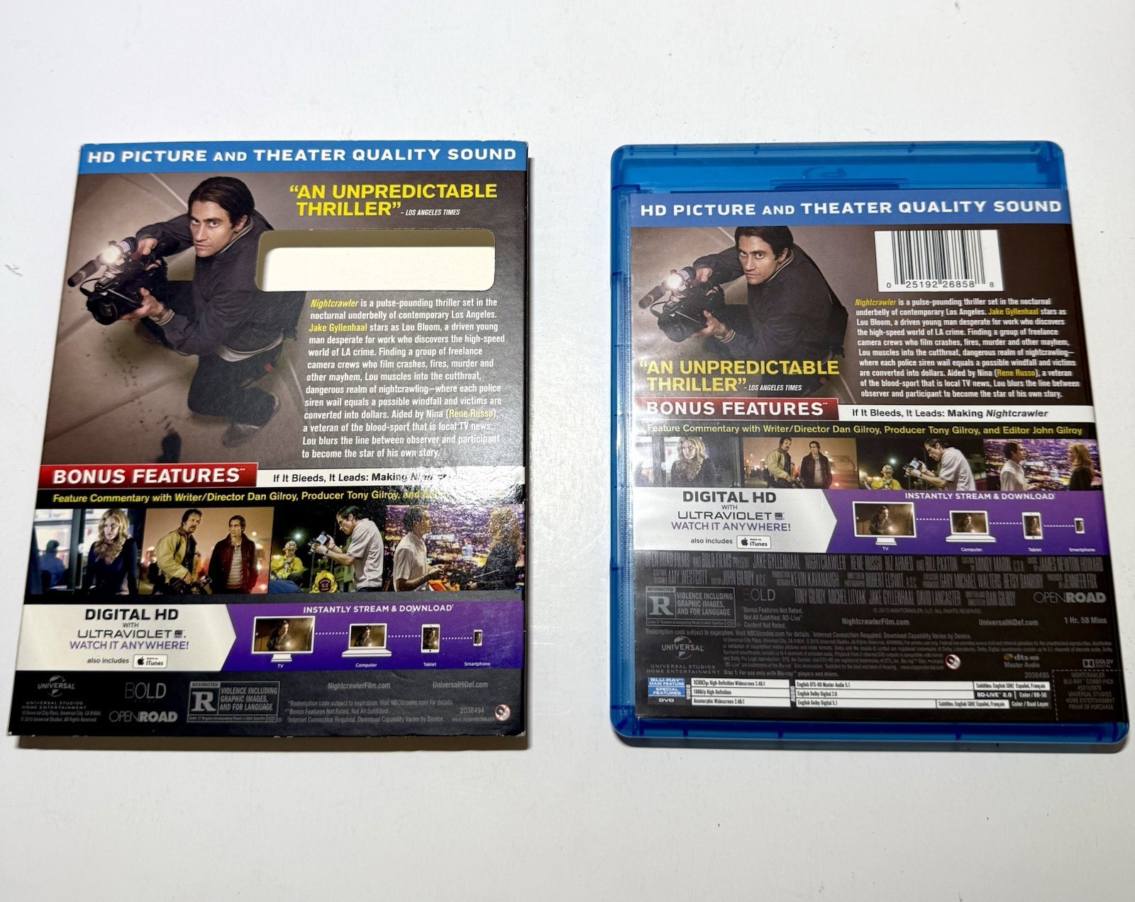 Nightcrawler (Blu-ray/DVD, 2014) w/ Embossed Slipcover Jake Gyllenhaal