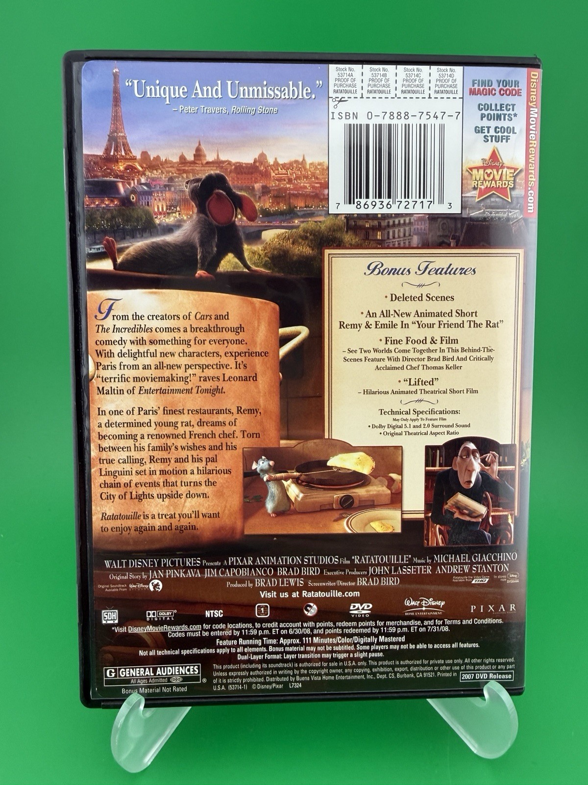Ratatouille (DVD) Patton Oswalt Will Arnett Peter O’Toole Brad Bird)
