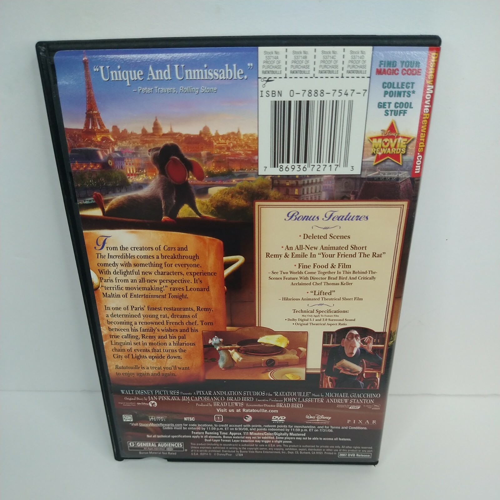 Ratatouille DVD Brad Bird(DIR) 2007