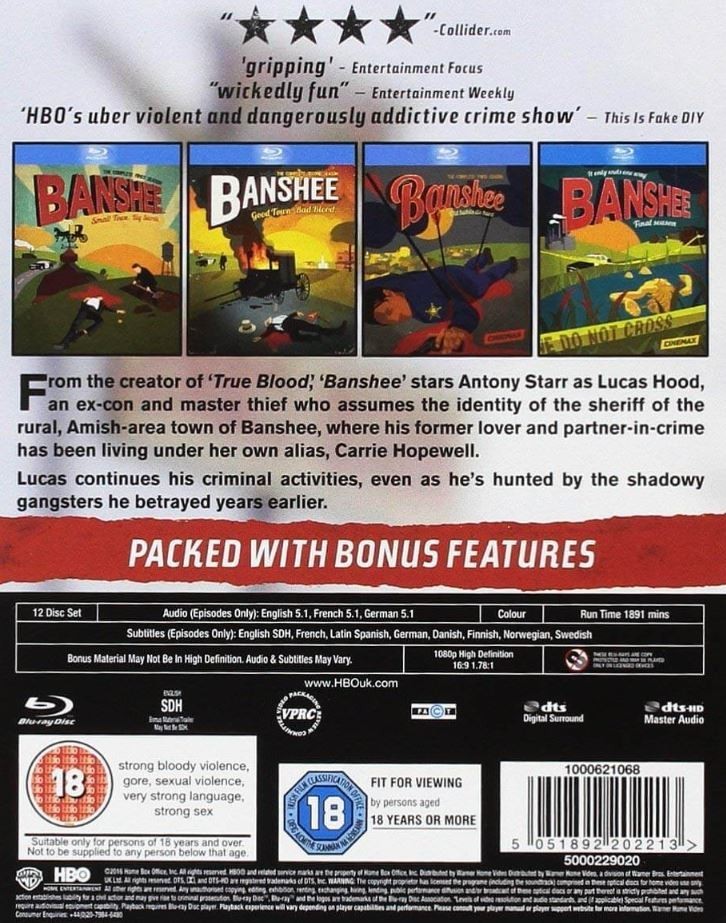 BANSHEE The Complete Series BLU-RAY Box Set BRAND NEW (USA Compatible)