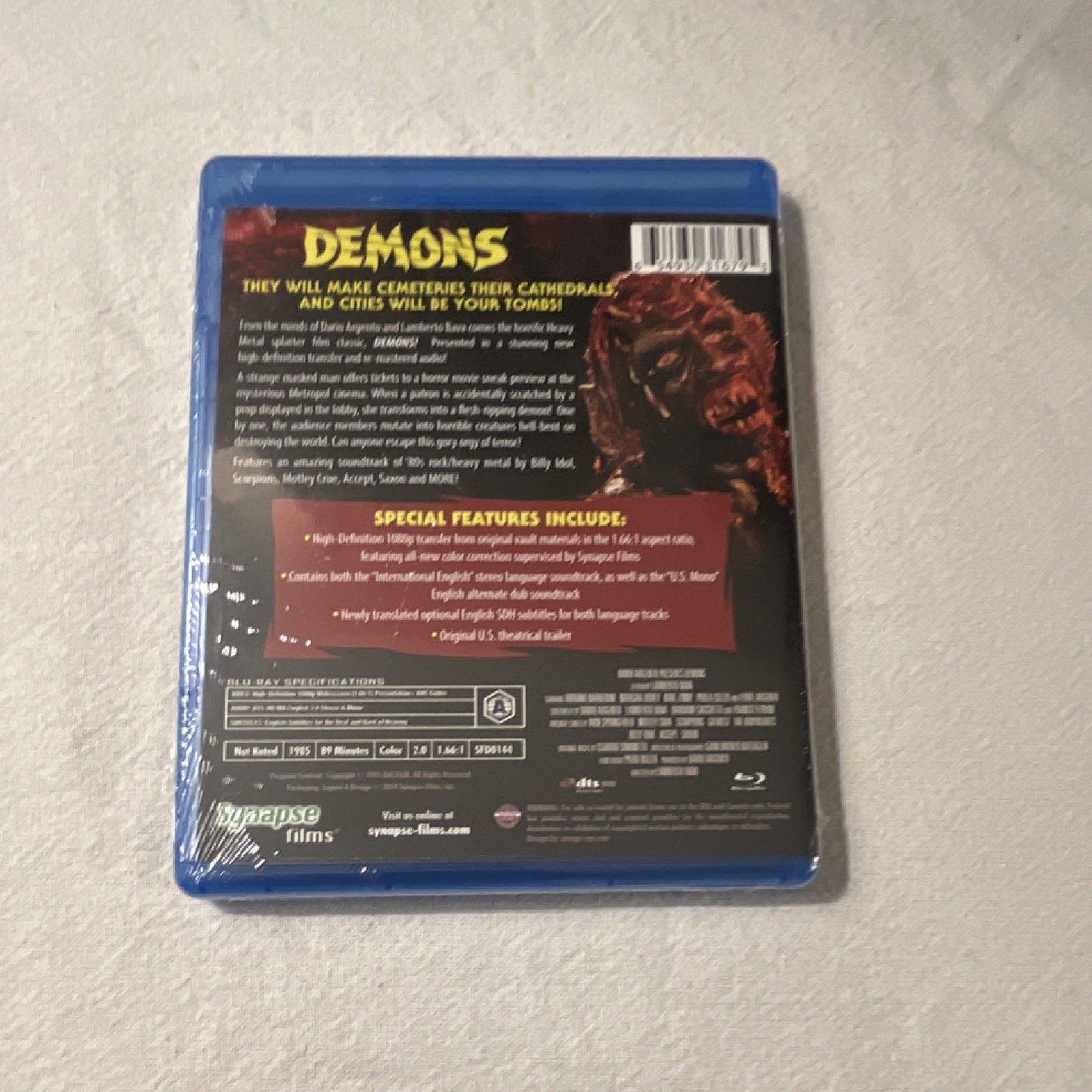 Synapse Films Blu-ray: Demons (1985) Lamberto Bava Widescreen 89 Min