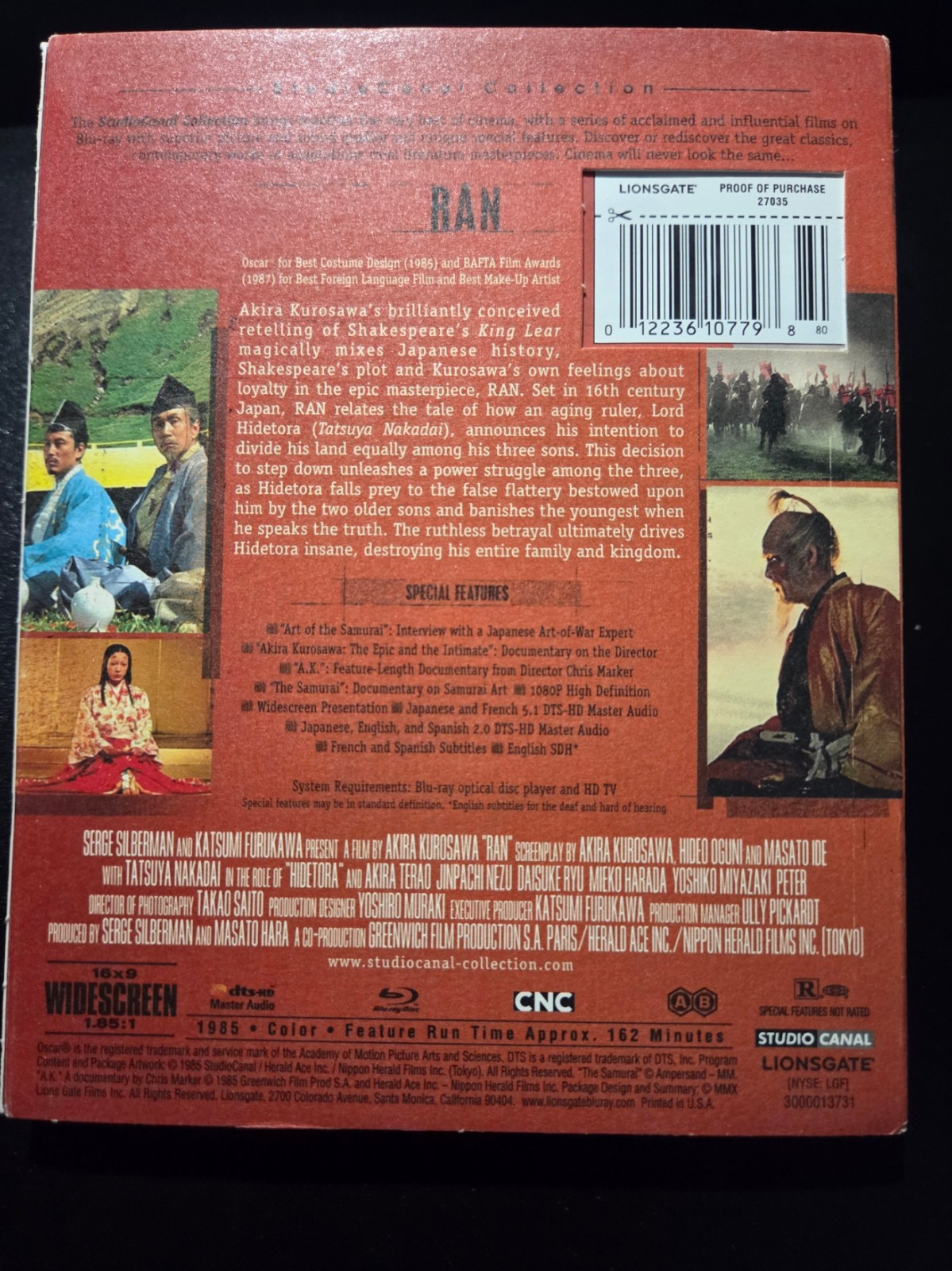 Ran (Blu-Ray, 1985, StudioCanal Collection) A Film by Akira Kurosawa