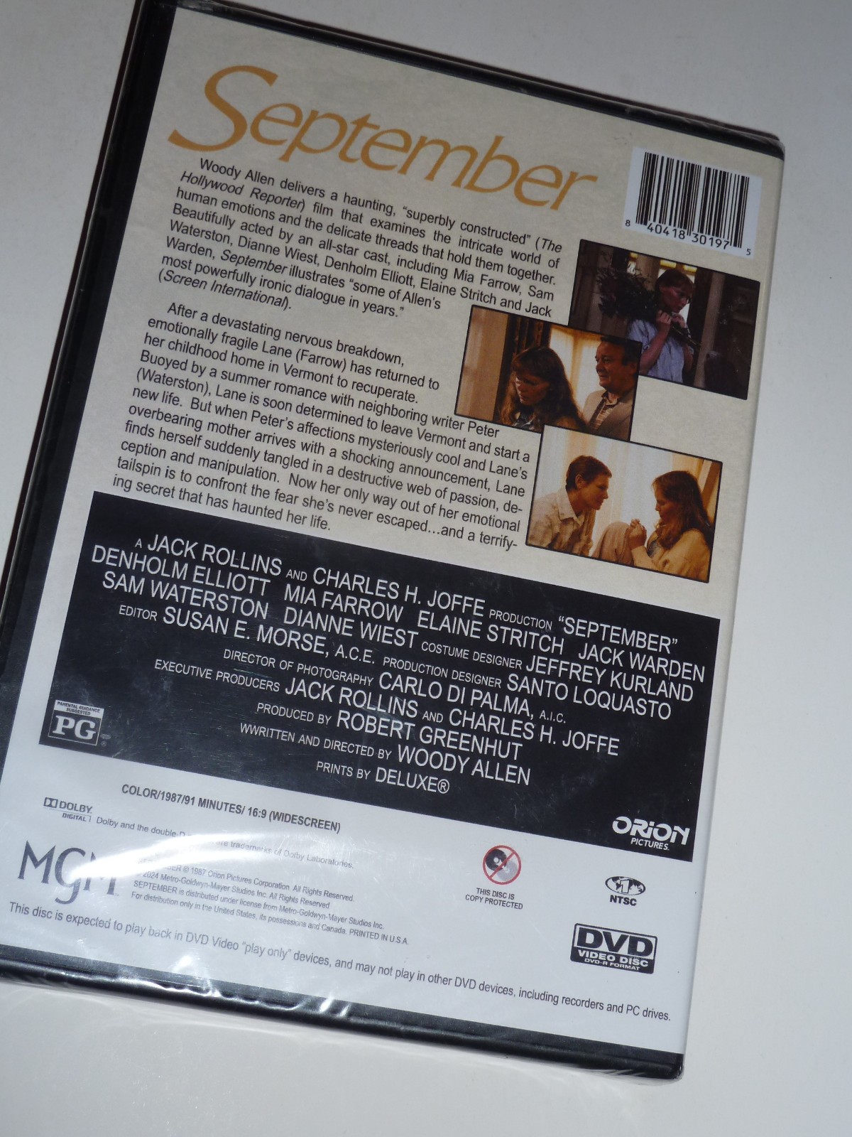 September DVD 1987 drama movie Mia Farrow Denholm Elliott Woody Allen NEW!