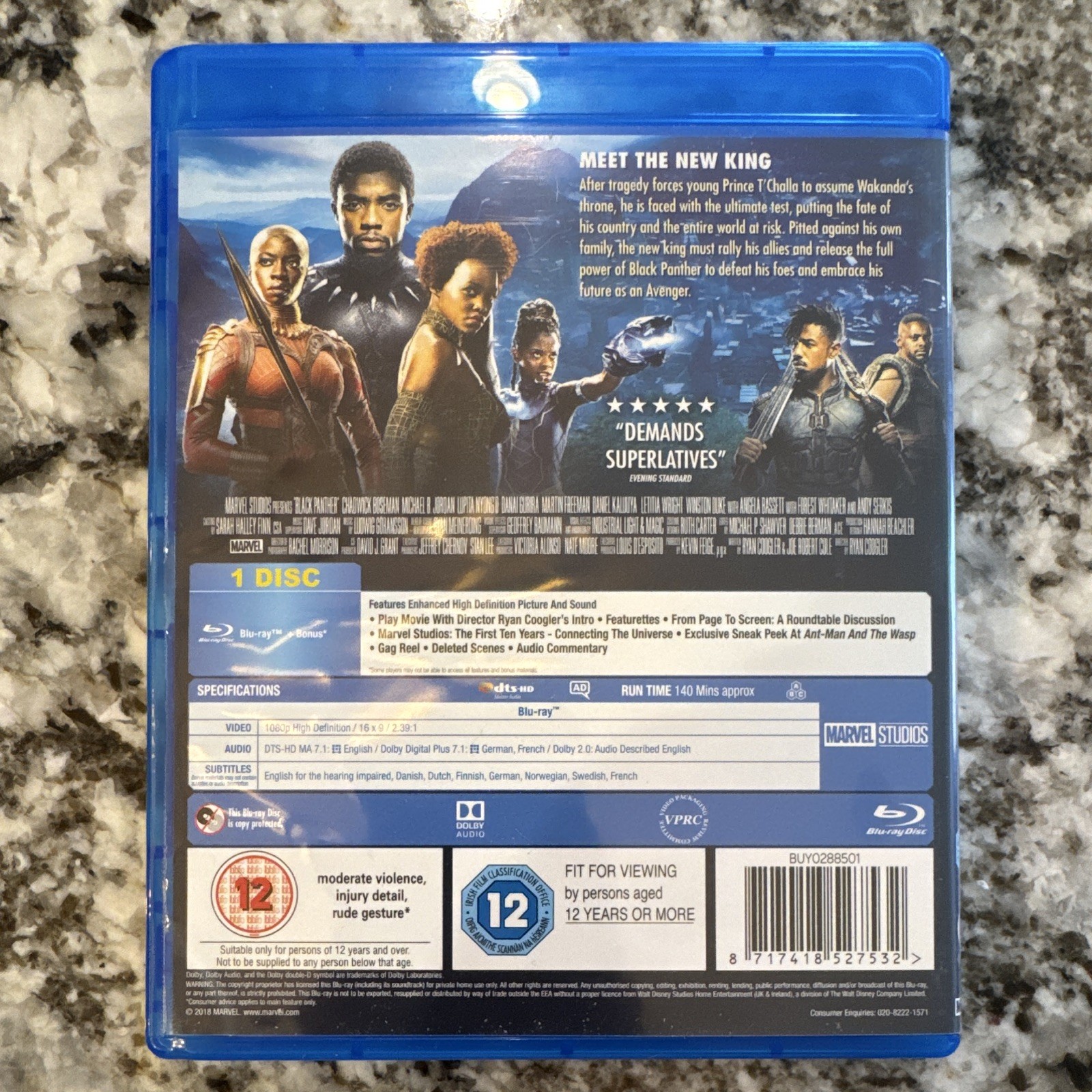 Marvel Studios Black Panther Blu-ray w/ Bonus, PG-13, 2018, 140 min